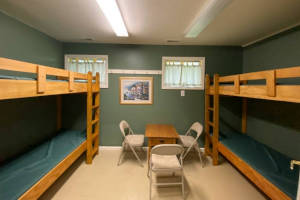 A four-bunk room in the Ryman Cabin