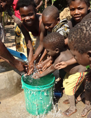 Children at a new well.