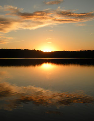Sunrise over Little Grassy Lake.